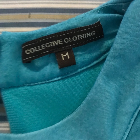 Aqua and lime green Aline dress - Picture 2 of 4